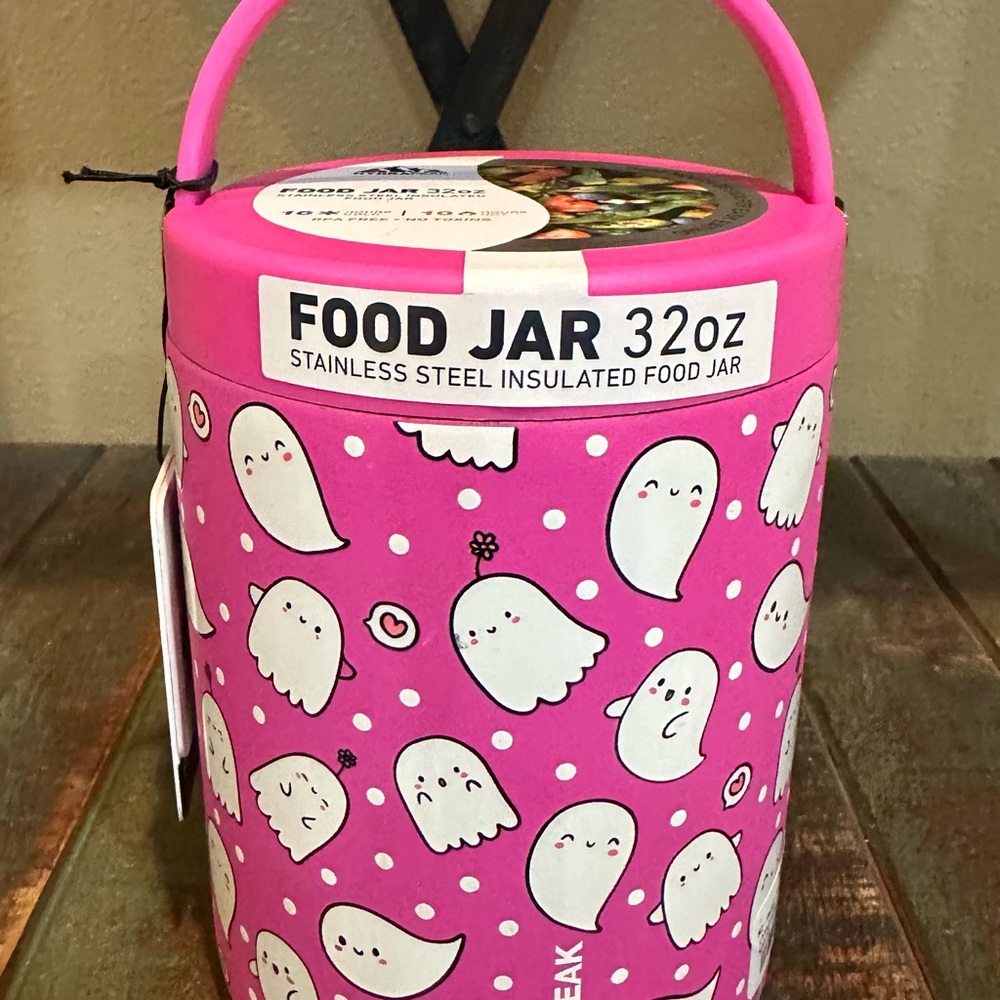 Hydrojug Pink Ghost Pattern Food Jar 32oz